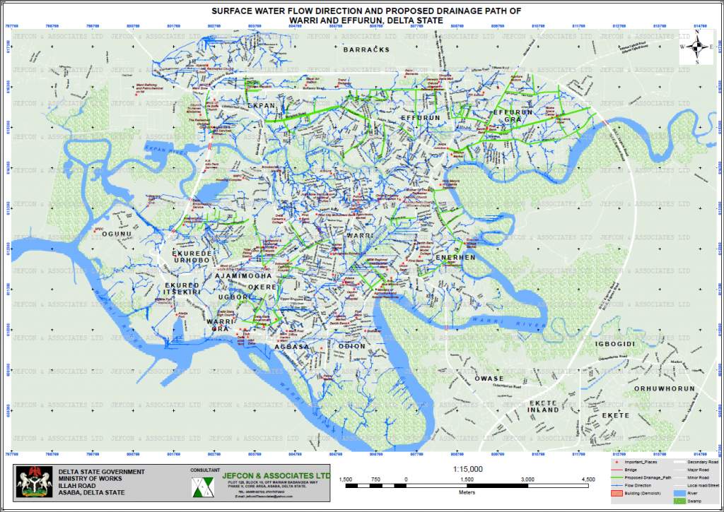 Surface water flow Jefcon Warri effurun