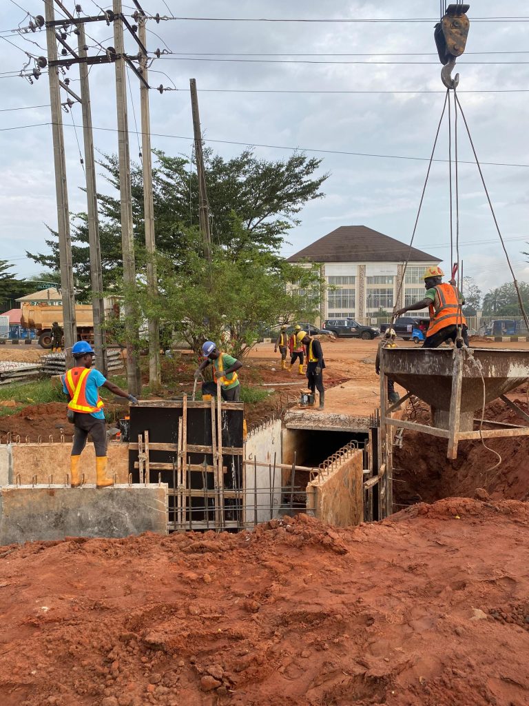 Casting of precast walls at CH 0+000